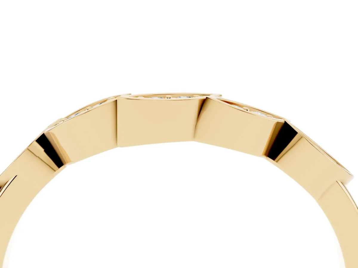 Marquise Diamond Leaf Eternity Band with Bezel Setting Yellow gold