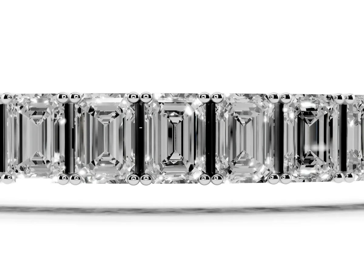 Emerald Cut Diamond Tennis Bracelet with Four-Prong Setting Silver