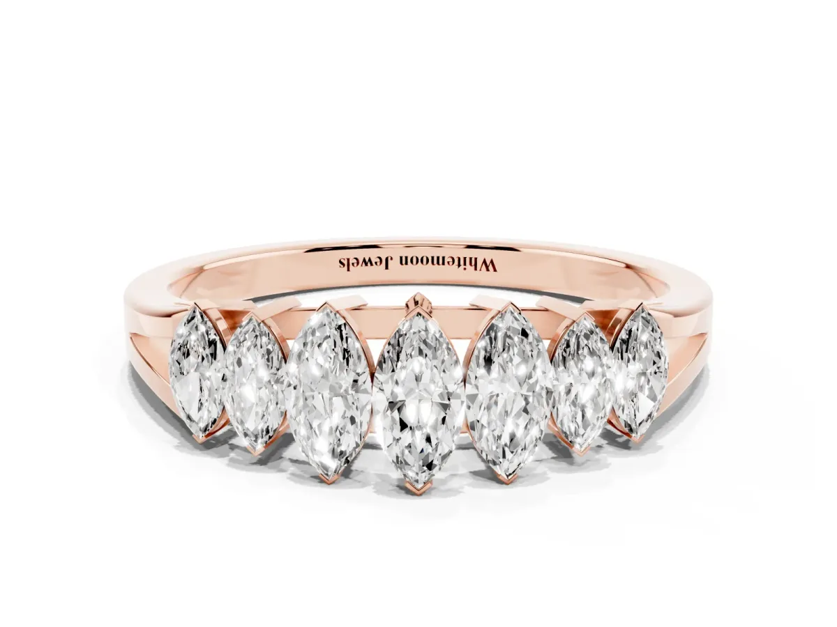 Marquise Diamond Prong-Set Half-Eternity Band Rose gold