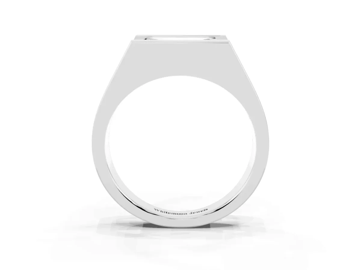 Baguette Diamond Geometric Solitaire Ring White gold
