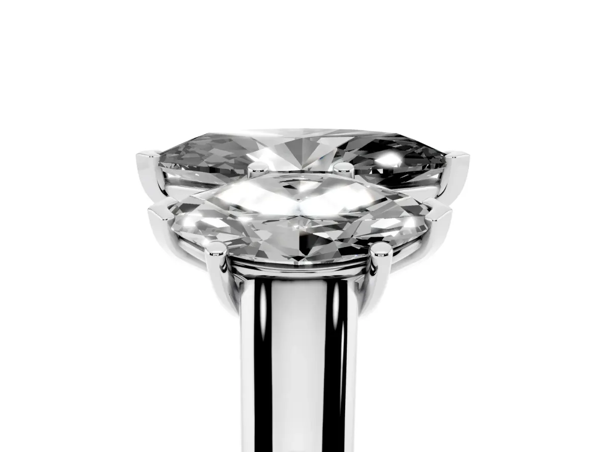 Fancy Black Marquise Cut Three-Stone Diamond Ring with Prong Setting on a Classic Band Platinum