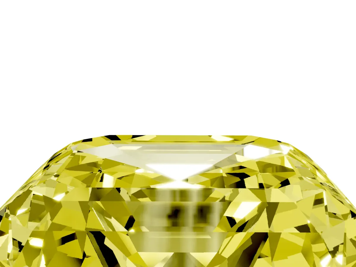 Fancy Yellow Asscher Cut Halo Diamond Ring with Milgrain Edge and Round Prong Setting Silver