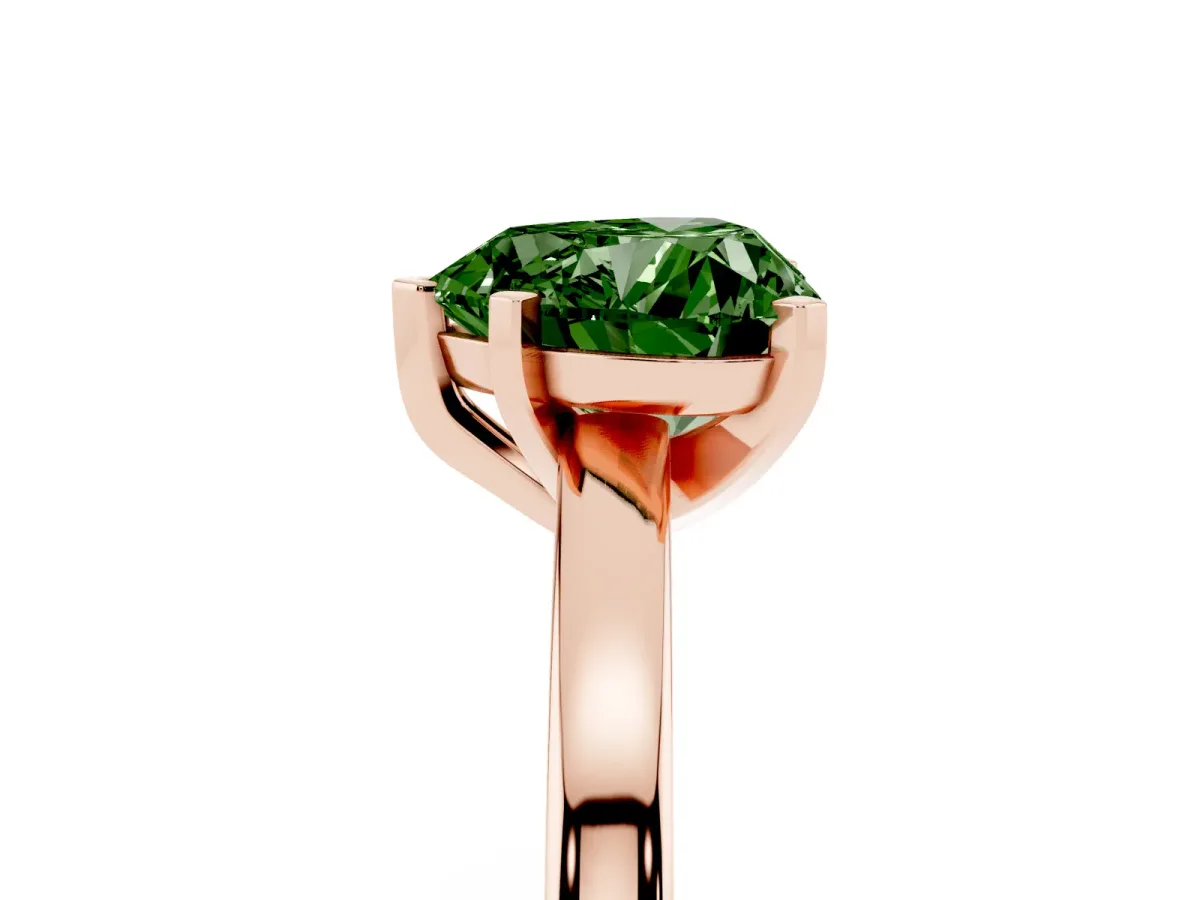 Fancy Green Heart Cut Solitaire Diamond Engagement Ring with Four-Prong Setting on a Classic Band Rose gold