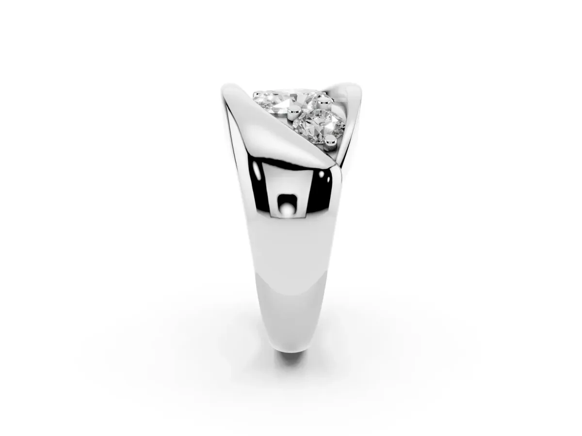 Channel Set Oval Cut Diamond Crossover Band Silver