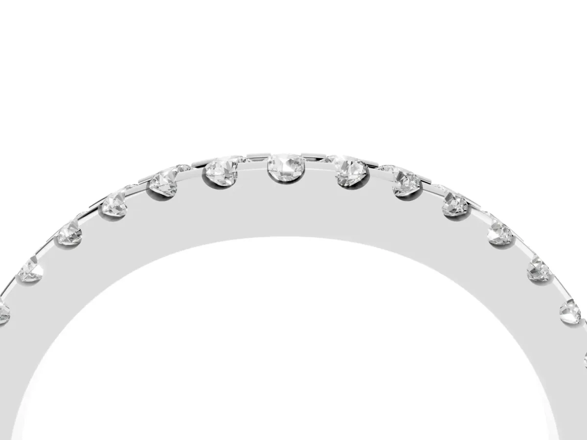 Pavé Round Diamond Curved Wedding Band Platinum