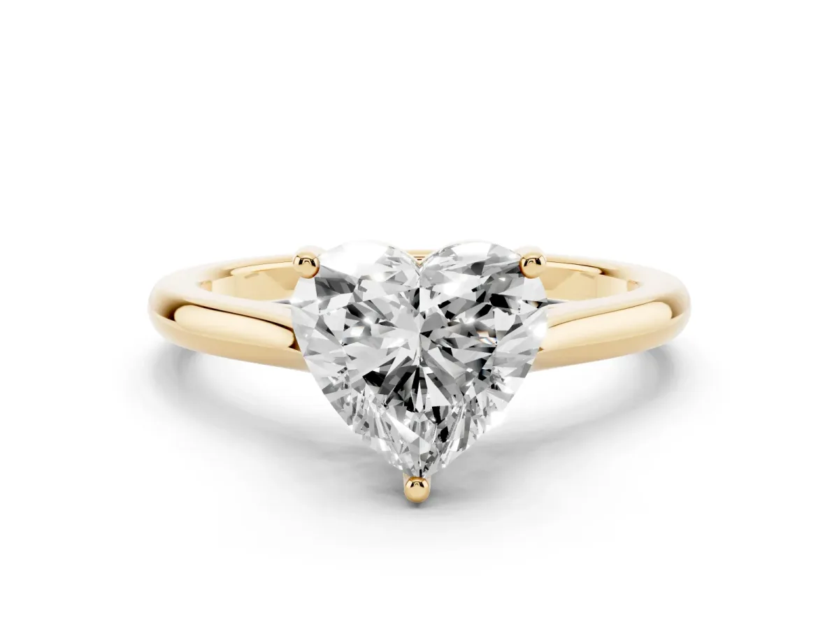 Heart Cut Cut Solitaire Ring with Cathedral Band and Four-Prong Setting Yellow gold