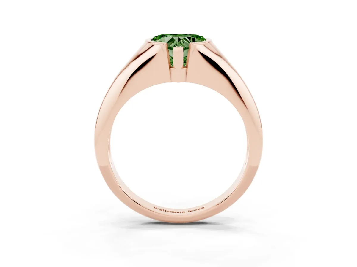Fancy Green Heart Cut Solitaire Tension Set Diamond Ring Rose gold