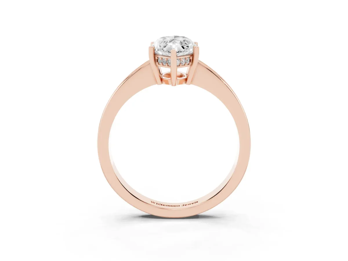 Marquise Cut Solitaire Pavé Band Prong Setting Ring Rose gold