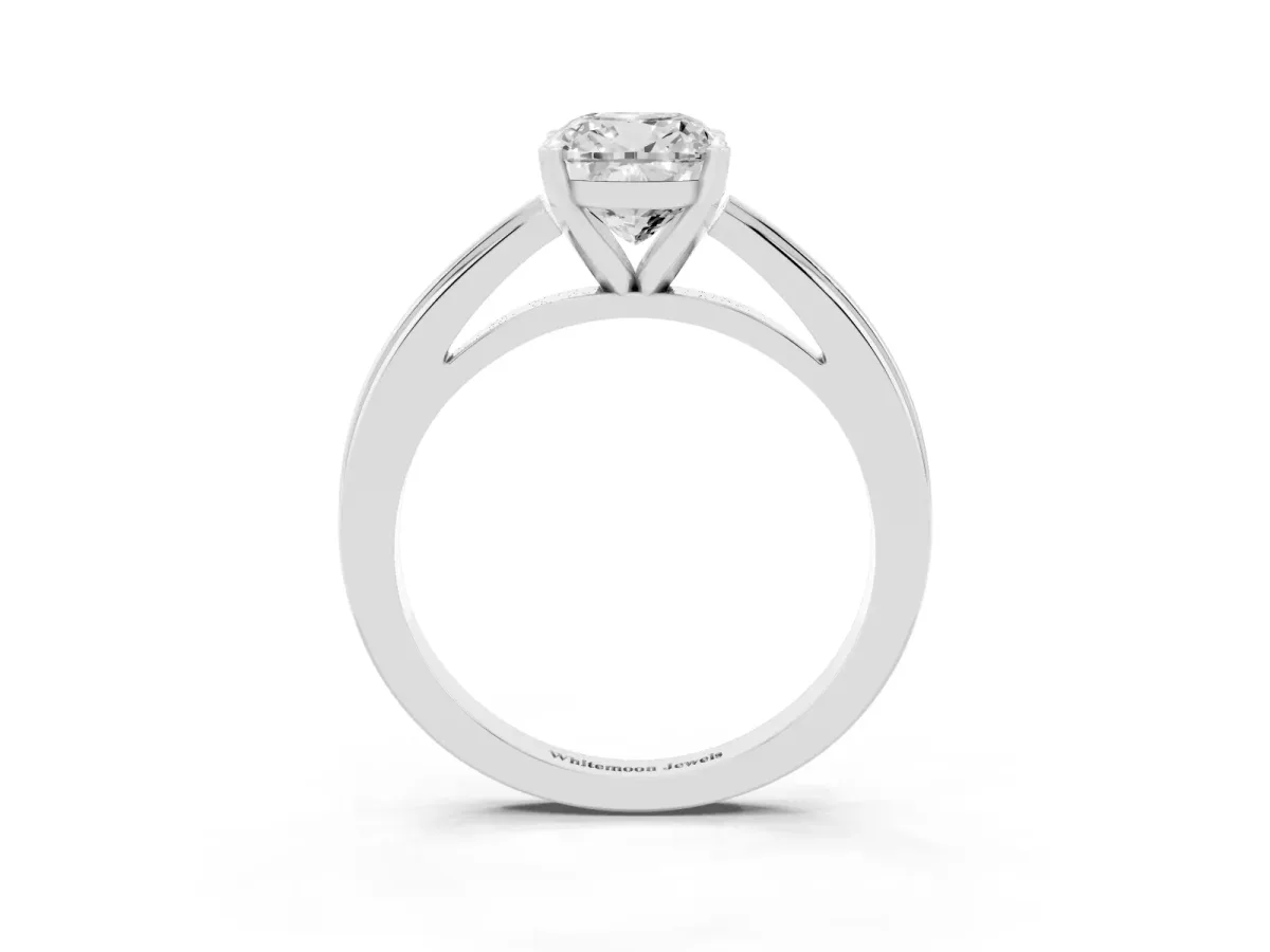 Cushion Cut Solitaire Diamond Ring with Four-Prong Setting and Classic Band Silver