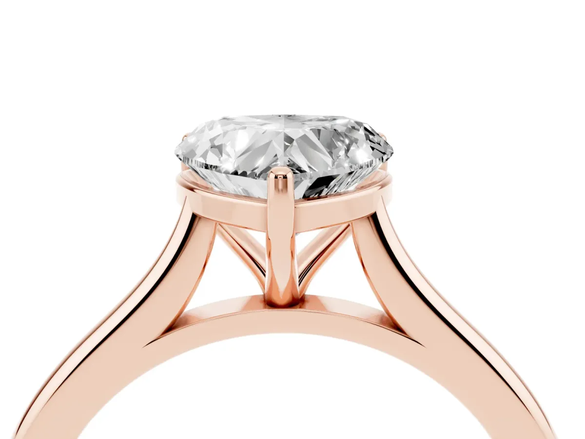 Heart Cut Cut Solitaire Ring with Cathedral Band and Four-Prong Setting Rose gold