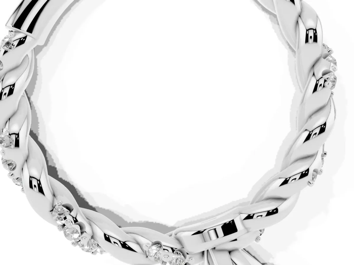 Heart Cut Diamond Solitaire Ring with Twisted Band and Pavé Accents Silver