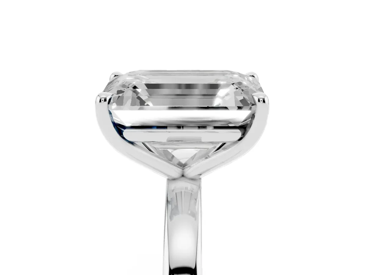 Fancy Blue Emerald Cut and Emerald Cut Toi Moi Ring with Prong Setting Silver