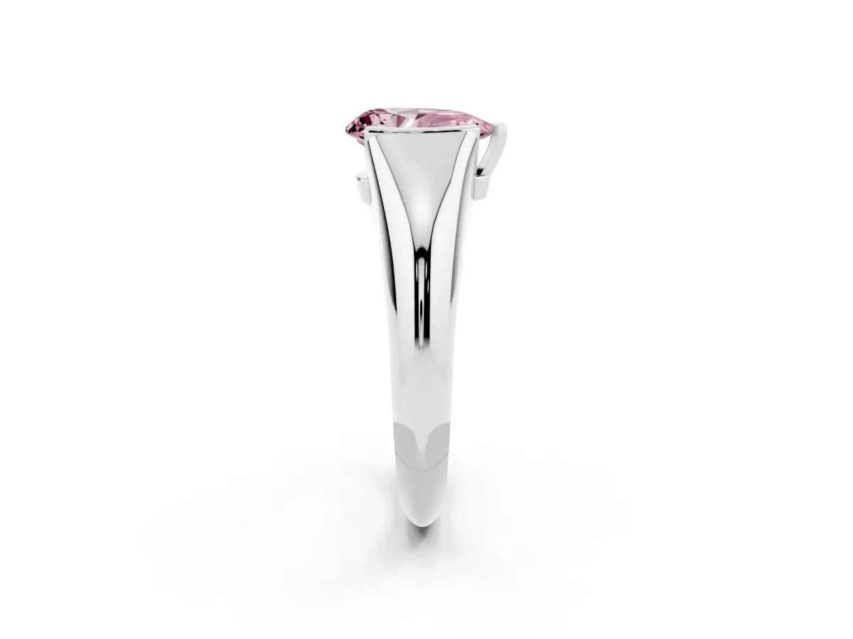 Fancy Pink Pear Cut Solitaire Tension Set Diamond Ring Silver