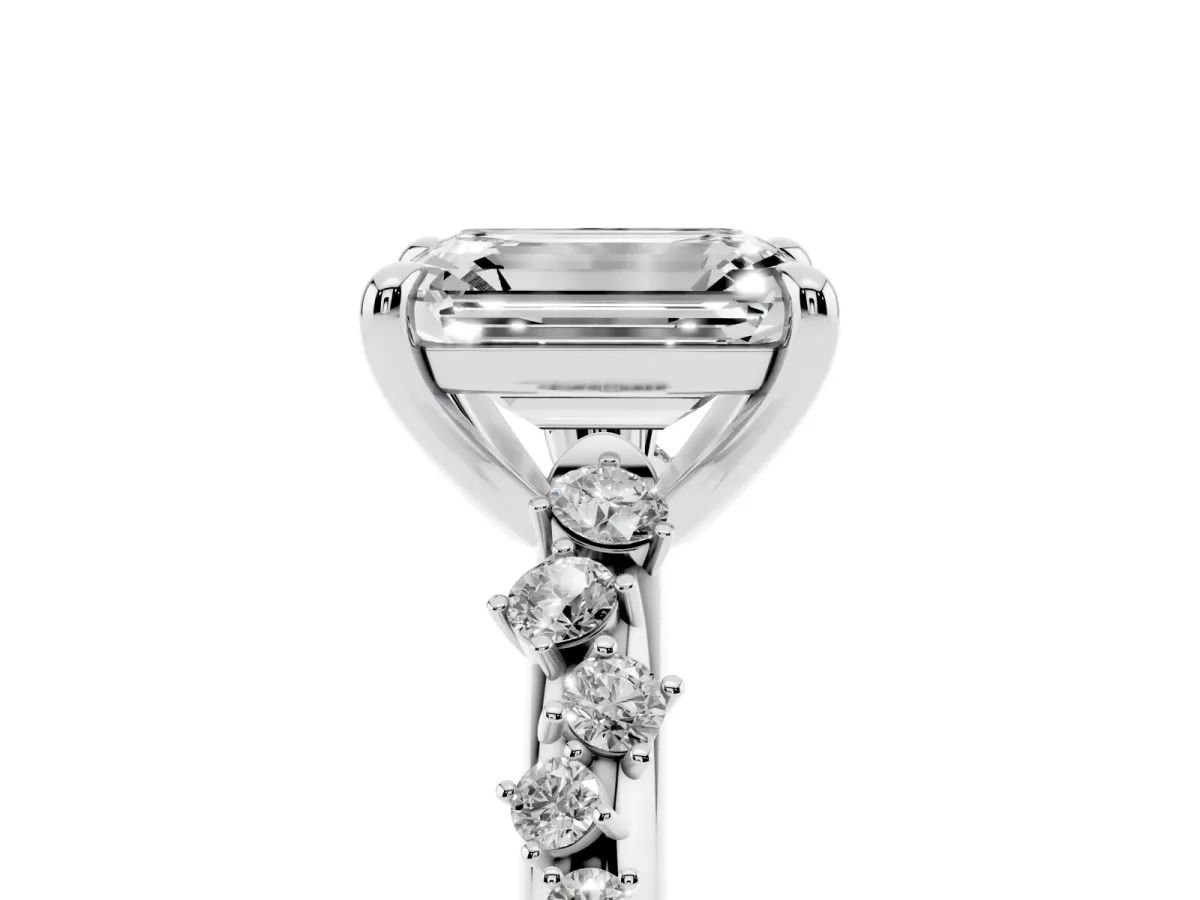 Emerald Cut Cut Diamond Vine Band with Four-Prong Setting Silver