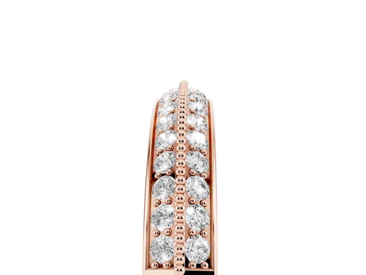 Round Diamond Pave Eternity Band with Milgrain Edging Rose gold