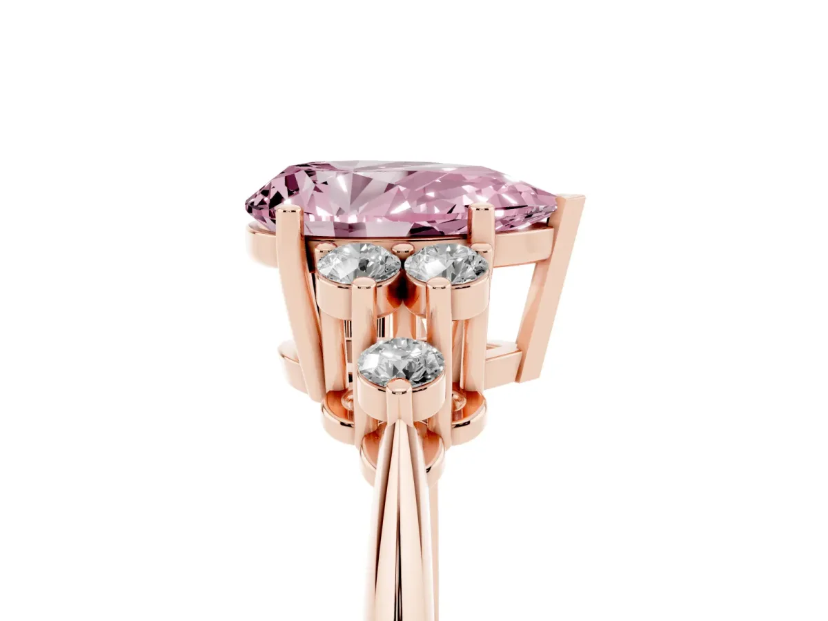 Fancy Pink Pear Cut Cut Diamond Cluster Ring with Solitaire Band and Four-Prong Setting Rose gold