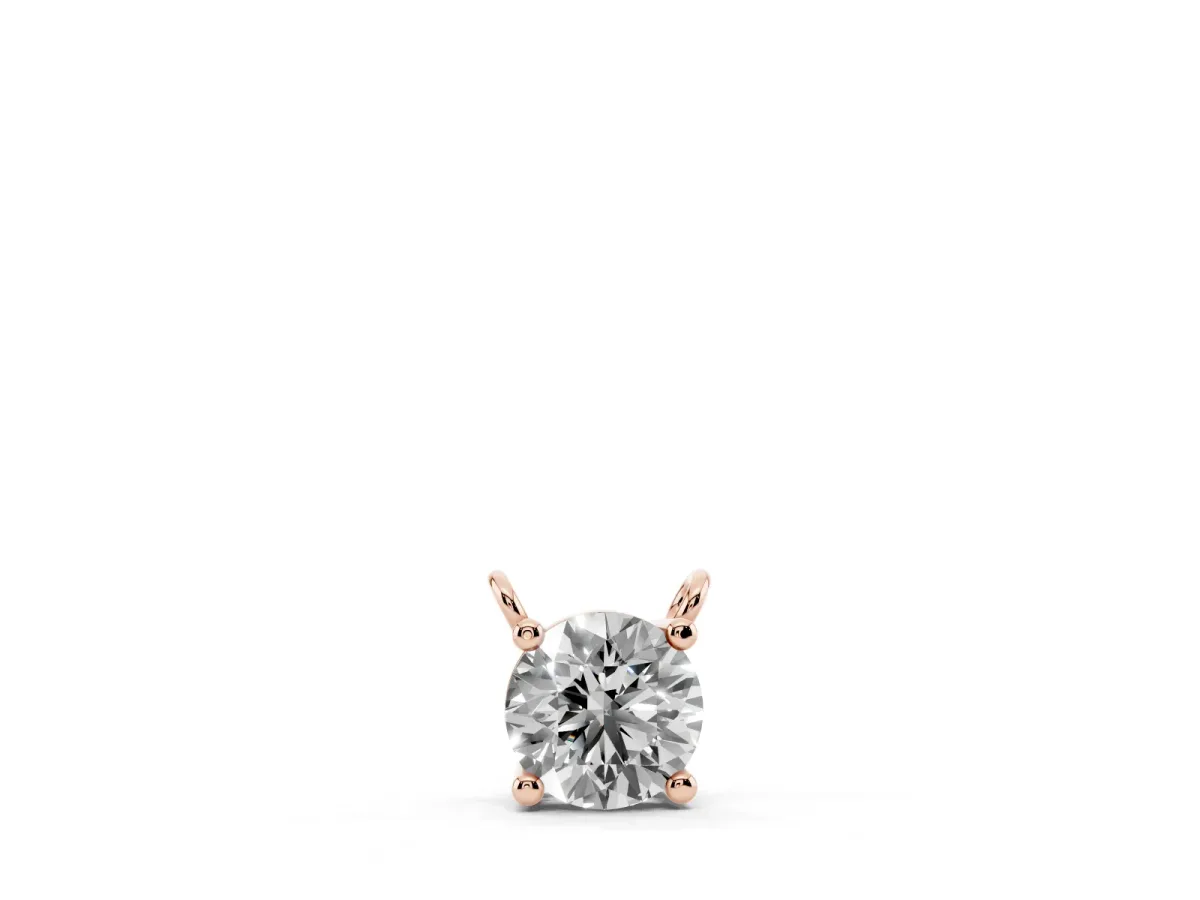 Round Solitaire Pendant with Four-Prong Basket Setting Rose gold