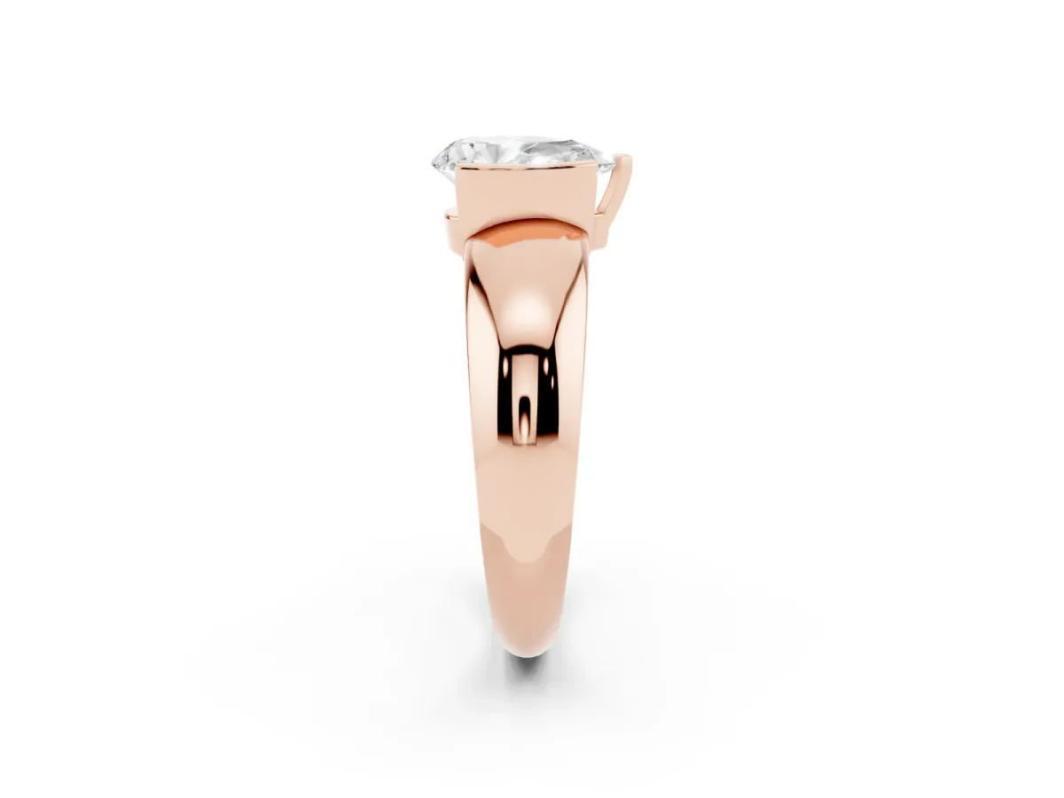 Pear Cut Solitaire Tension Set Diamond Ring with Wide Band Rose gold
