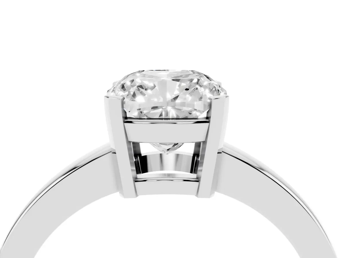 Cushion Cut Cut Solitaire Ring with Four-Prong Setting and Classic Band Silver