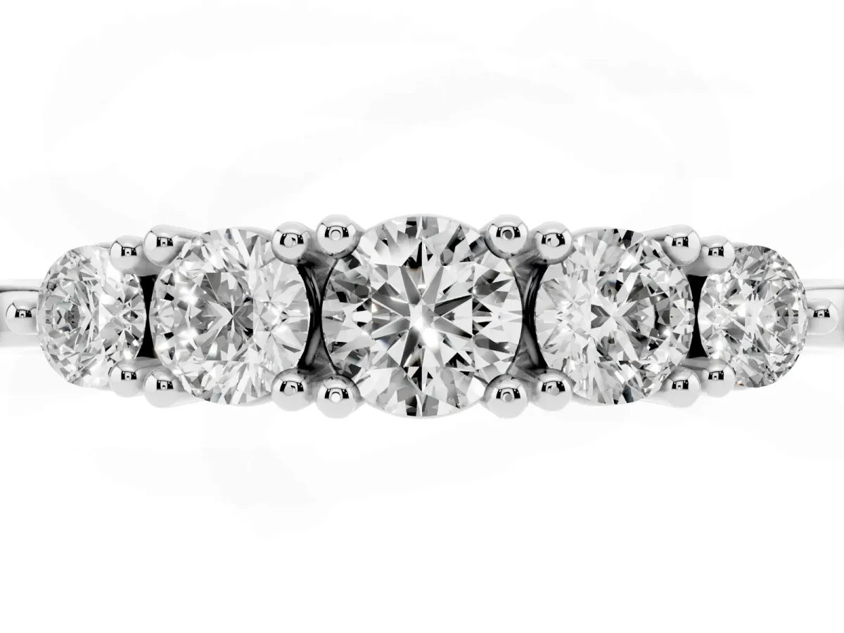 Round Brilliant Diamond Half-Eternity Band with Prong Setting Silver