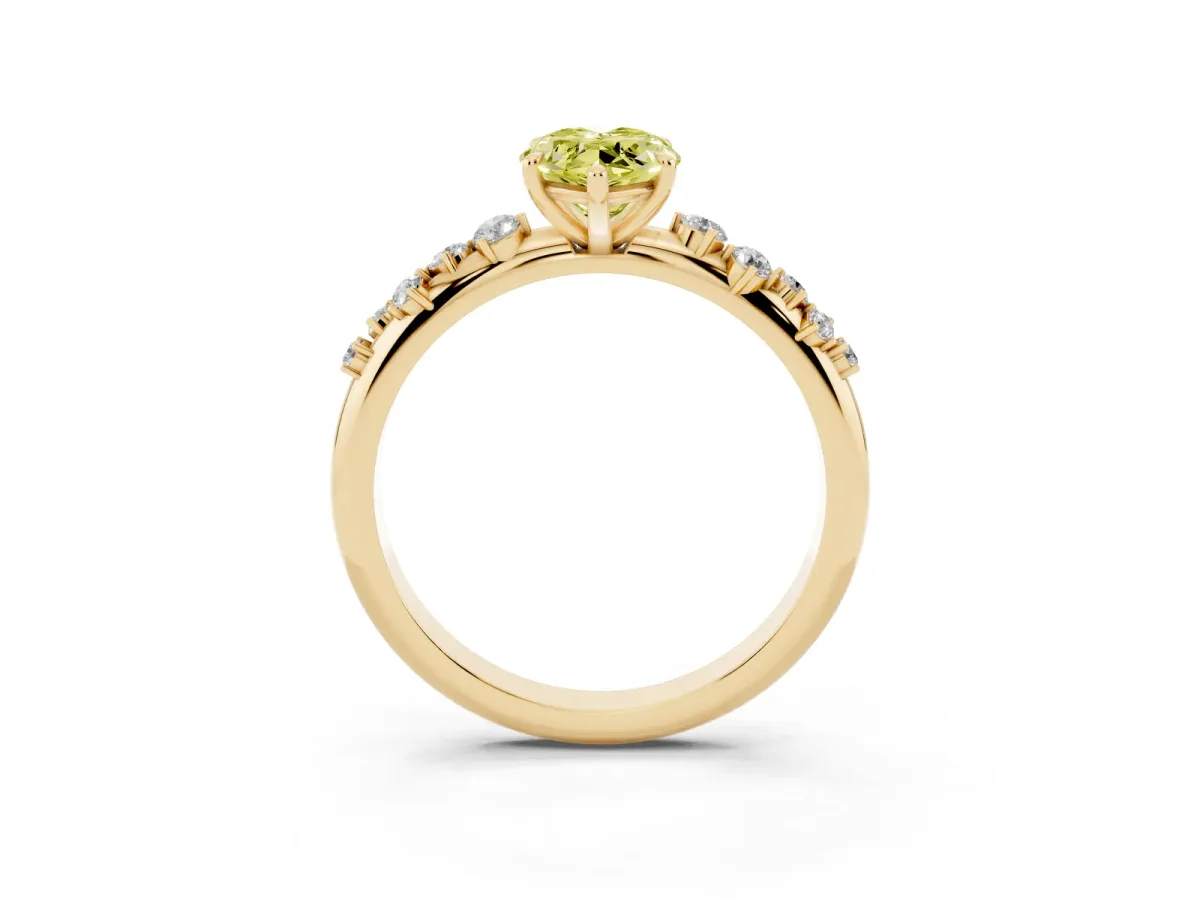 Fancy Yellow Marquise Cut Diamond Cluster Prong-Set Solitaire Ring Yellow gold