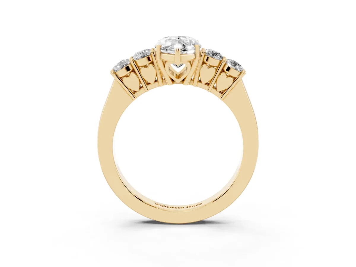 Marquise Cut Cut Diamond Five-Stone Prong Set White Gold Ring Yellow gold