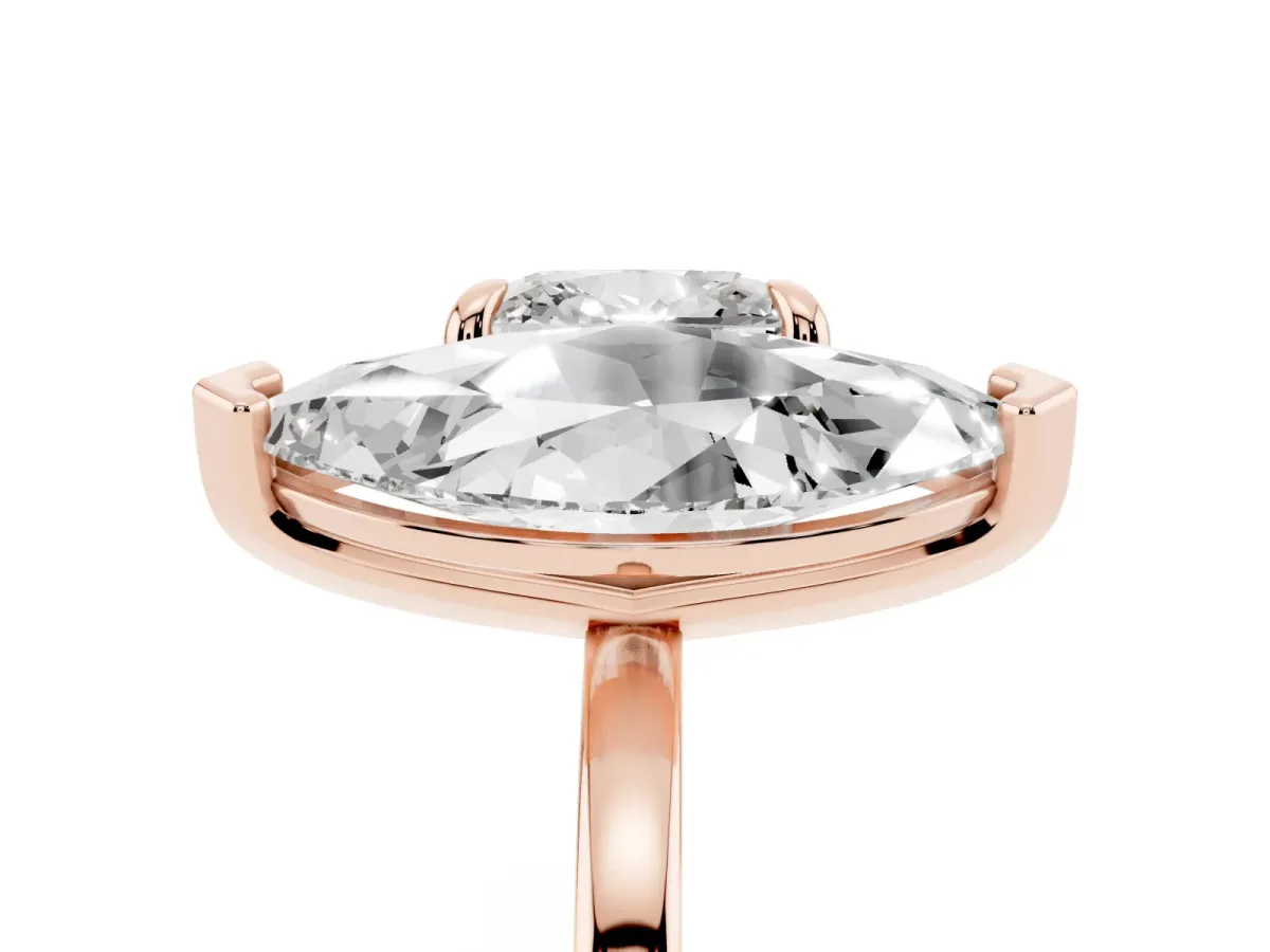 Cushion and Marquise Toi Moi Ring with Prong Setting and Plain Band Rose gold