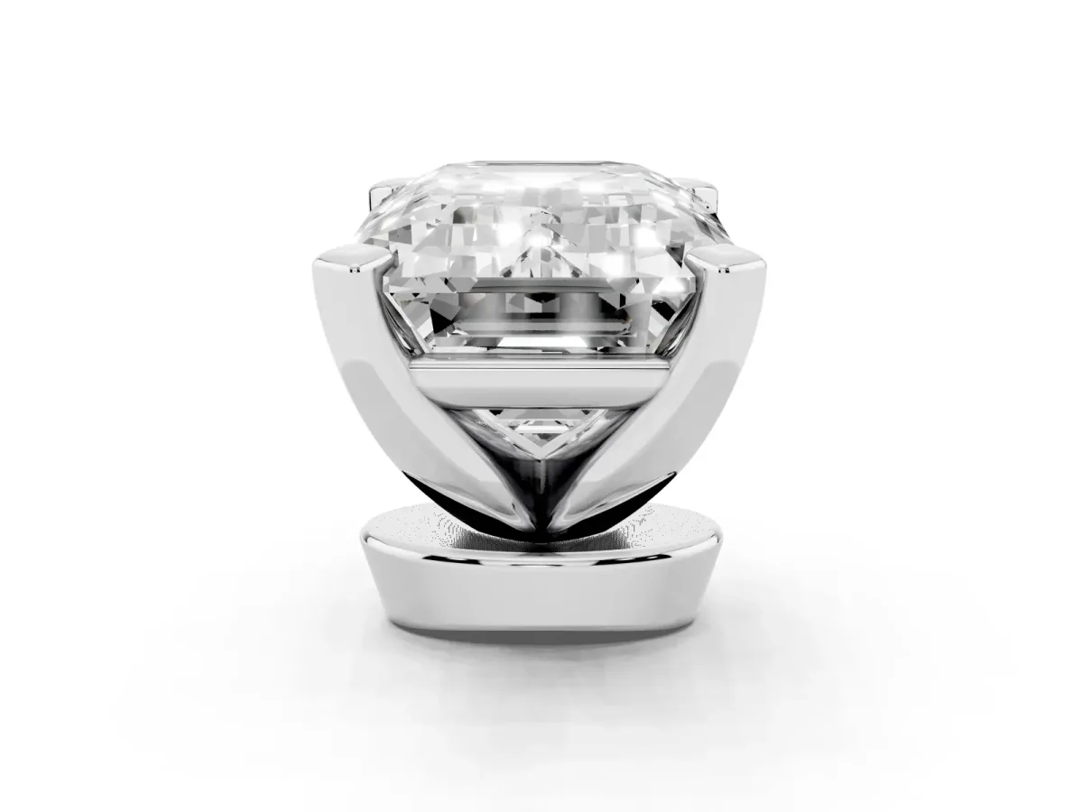 Emerald Cut Diamond Solitaire Ring with Prong Setting and Classic Band White gold