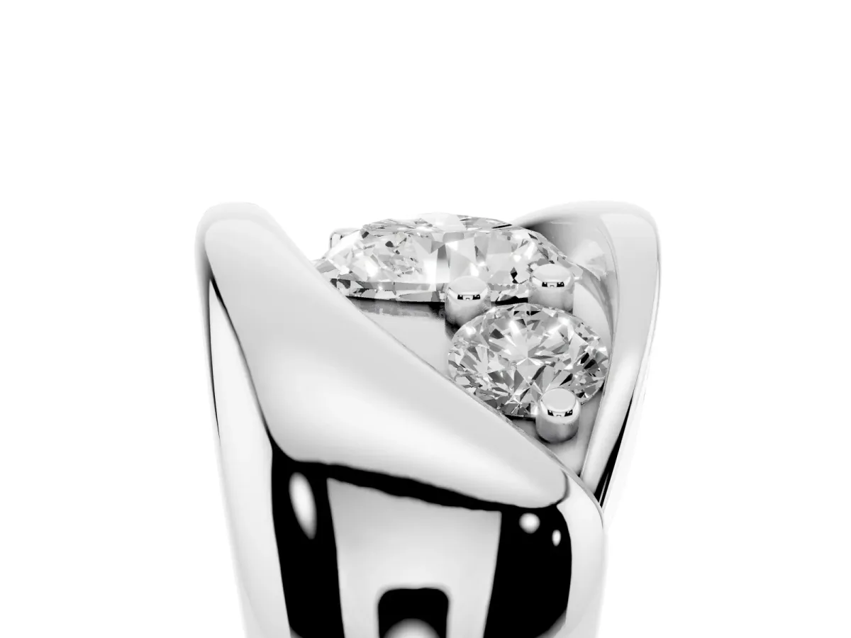 Channel Set Heart Cut Diamond Crossover Band White gold