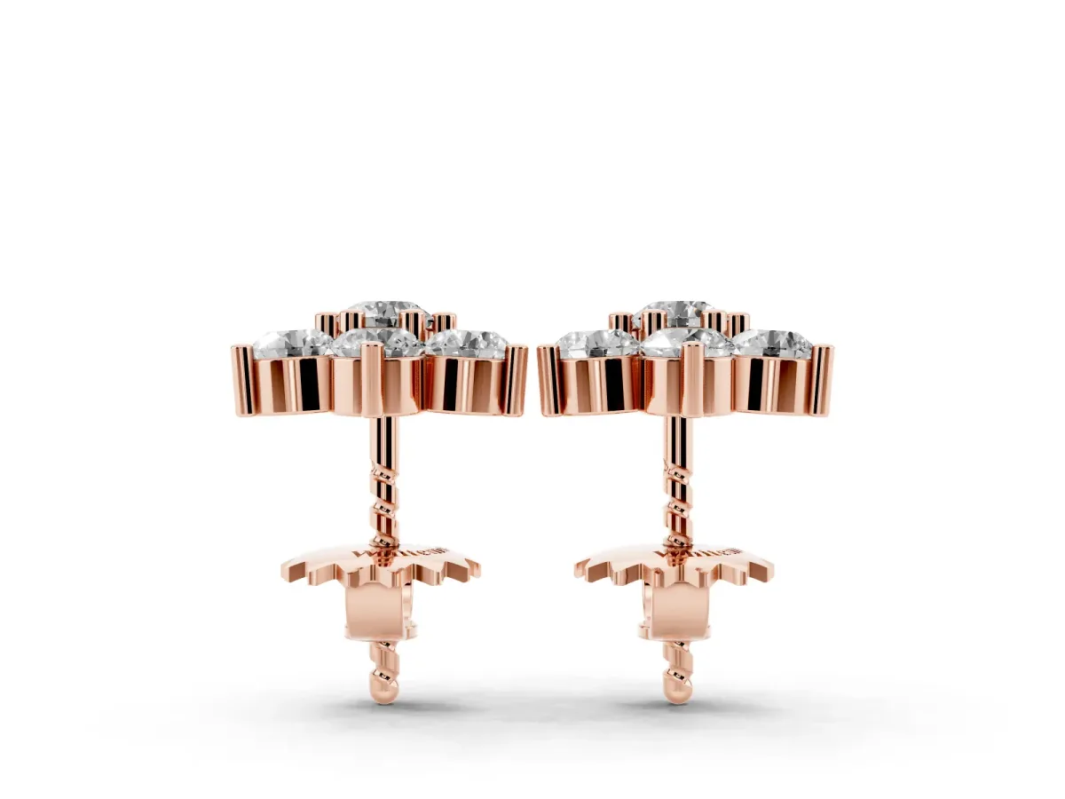 Cluster Round Diamond Stud Earrings Rose gold
