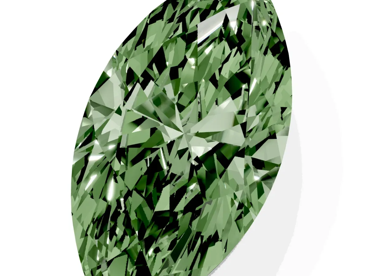 Fancy Green Marquise Cut Cut Cathedral Pave Diamond Engagement Ring with Six-Prong Setting White gold
