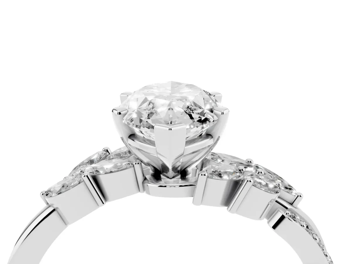Marquise Cut Solitaire Marquise Twist Band with Six-Prong Setting Silver
