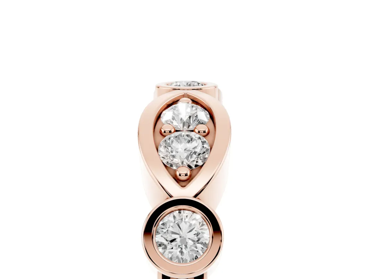 Bezel Set Round Diamond Marquise Band Rose gold