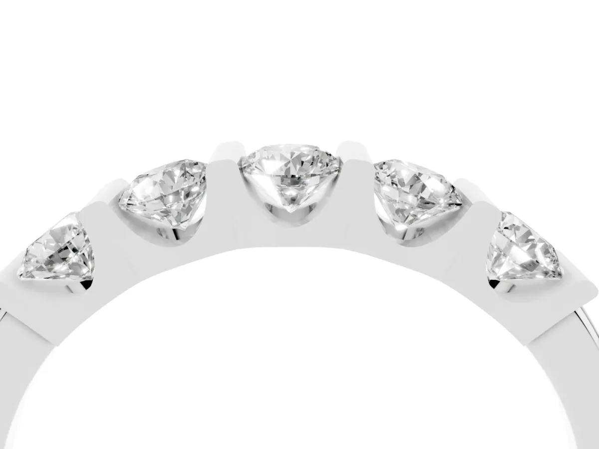 Channel-Set Round Diamond Five-Stone Band Platinum