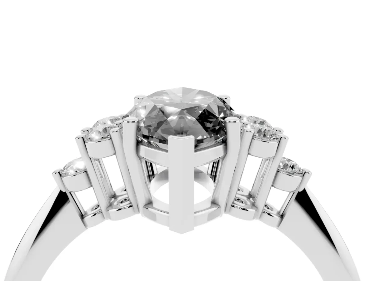Fancy Black Marquise Cut Cut Diamond Cluster Ring with Solitaire Band and Four-Prong Setting Silver