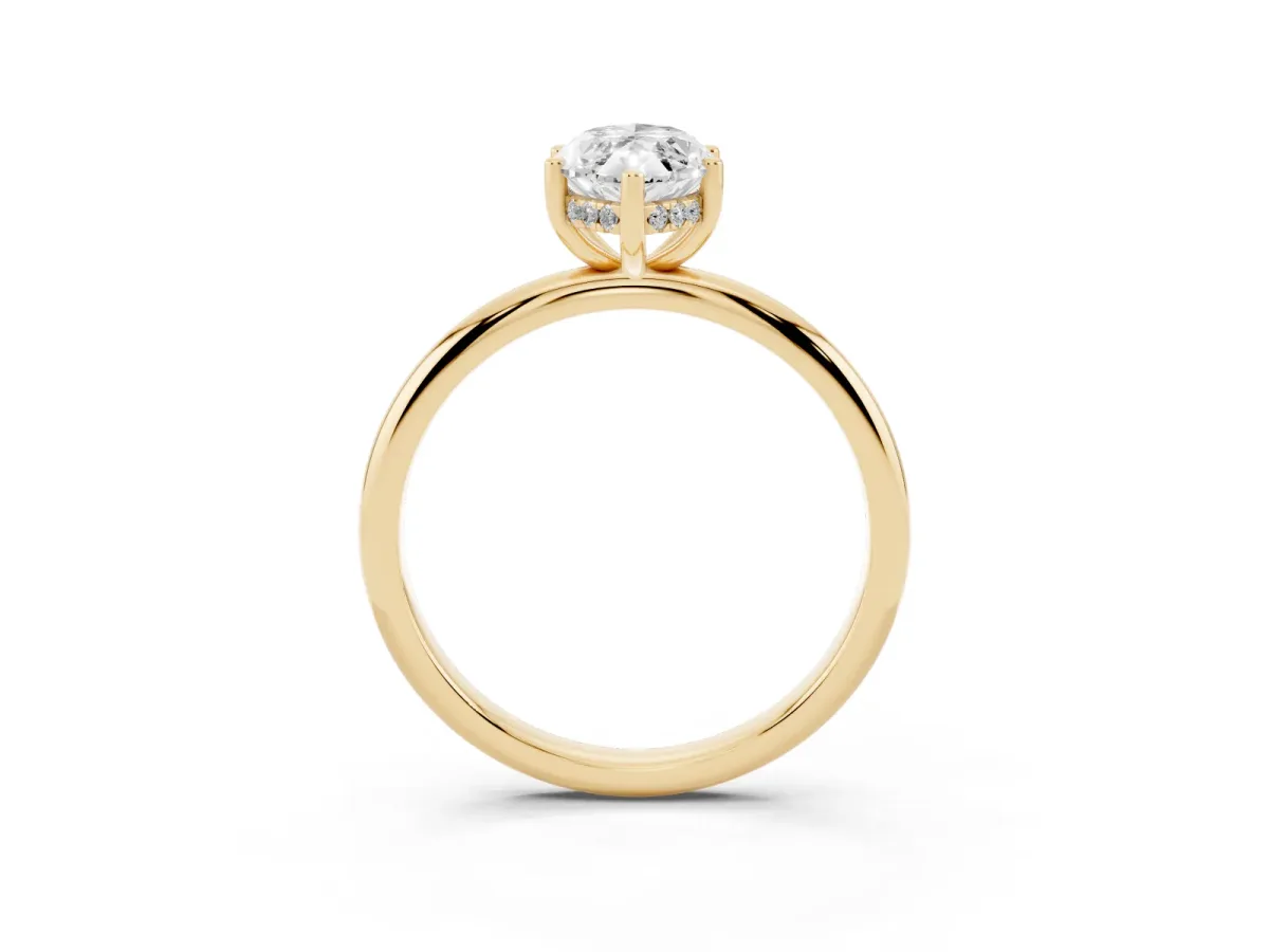 Marquise Cut Cut Solitaire Engagement Ring with Four-Prong Setting and Classic Band Yellow gold