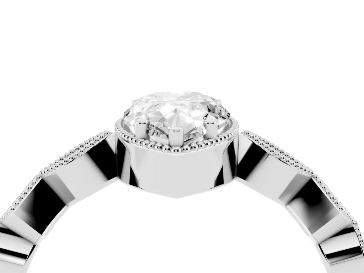 Pear Cut Milgrain Marquise Diamond Twist Band Ring Silver