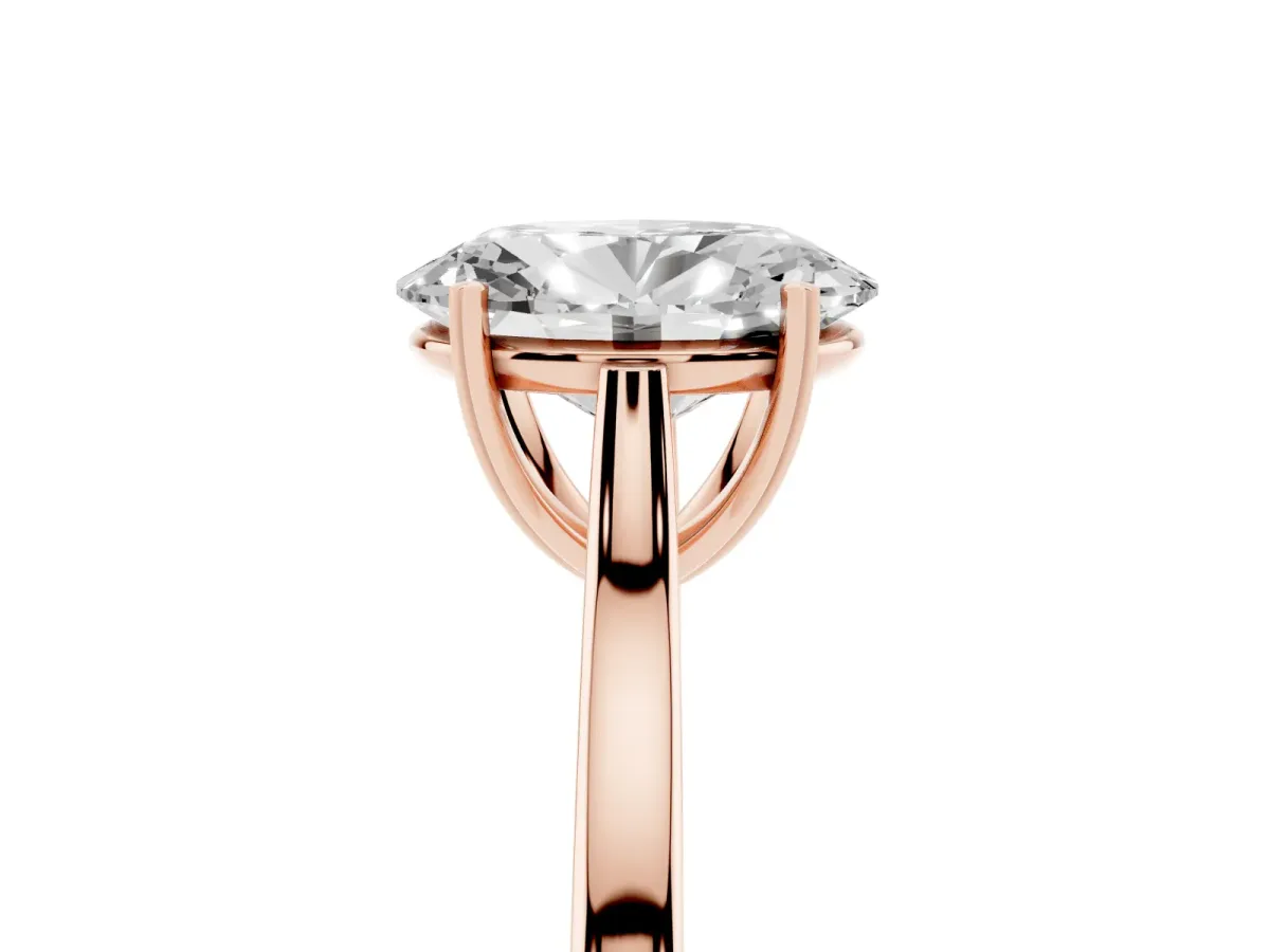 Oval Cut Solitaire Heart Prong Engagement Ring with Tapered Band Rose gold