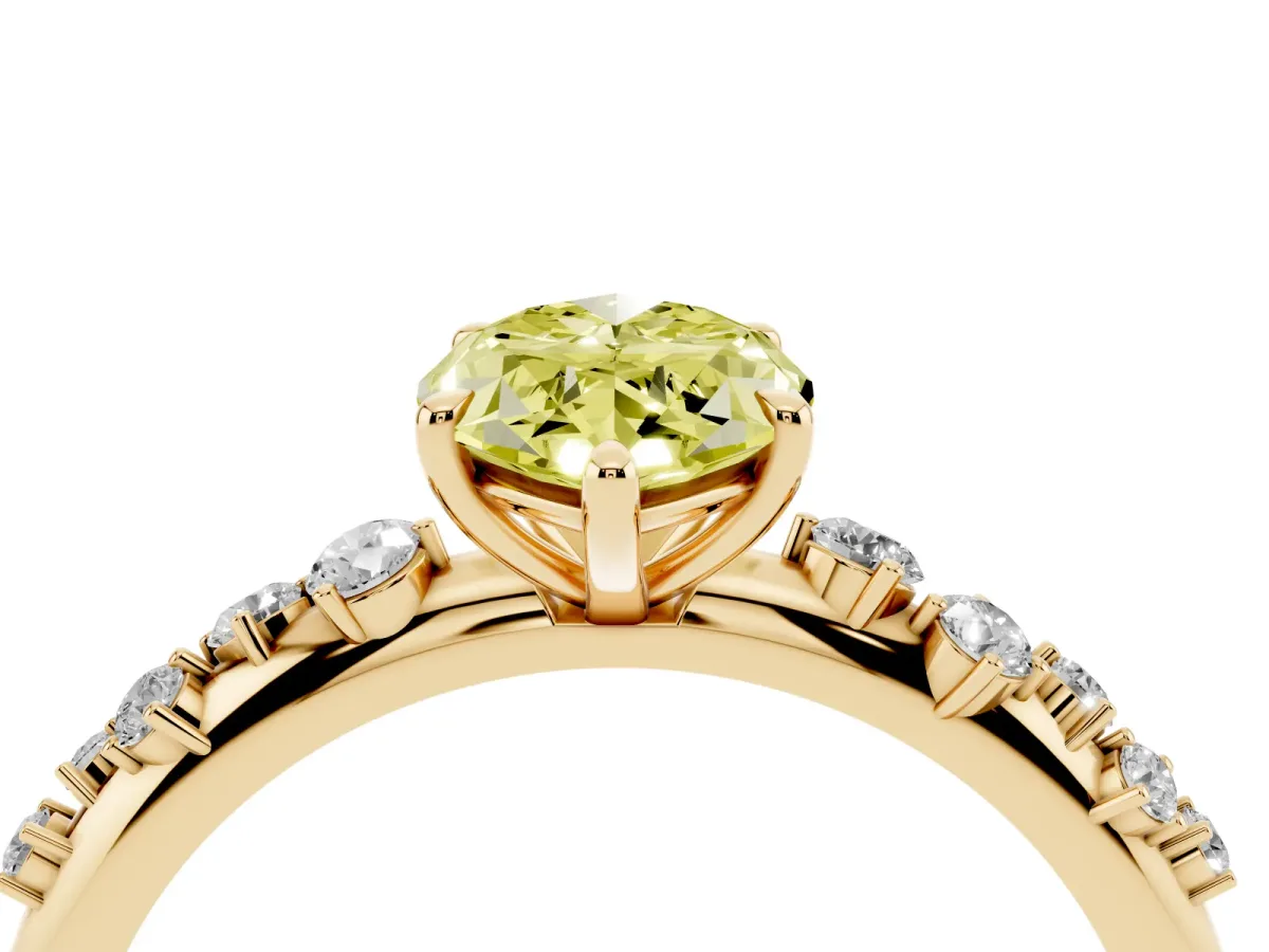 Fancy Yellow Marquise Cut Diamond Cluster Prong-Set Solitaire Ring Yellow gold
