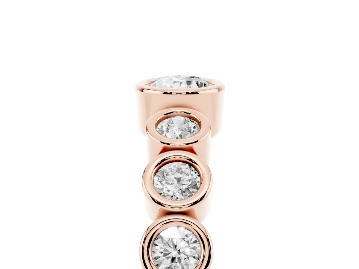Bezel Set Oval Diamond Half Eternity Band Rose gold