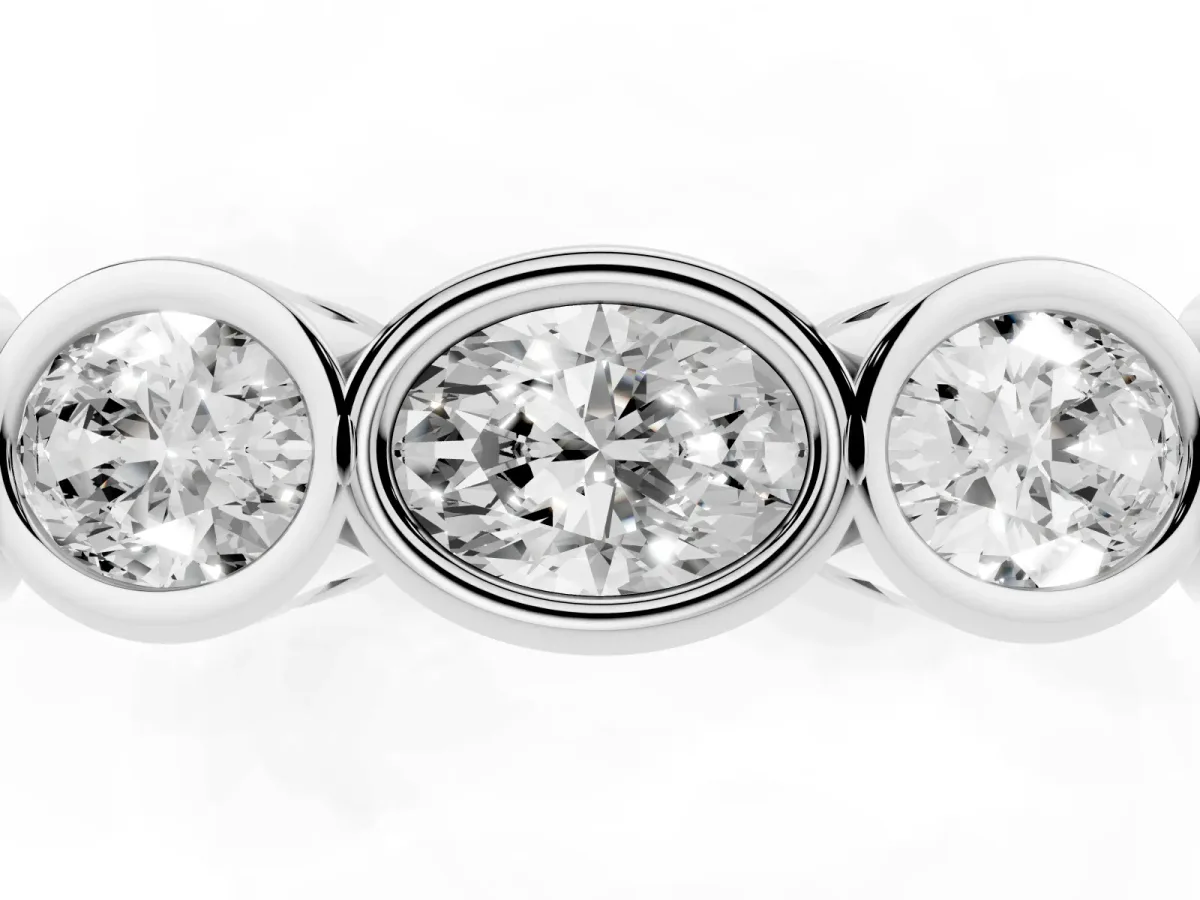 Oval Diamond Bezel Set Eternity Wedding Band Platinum