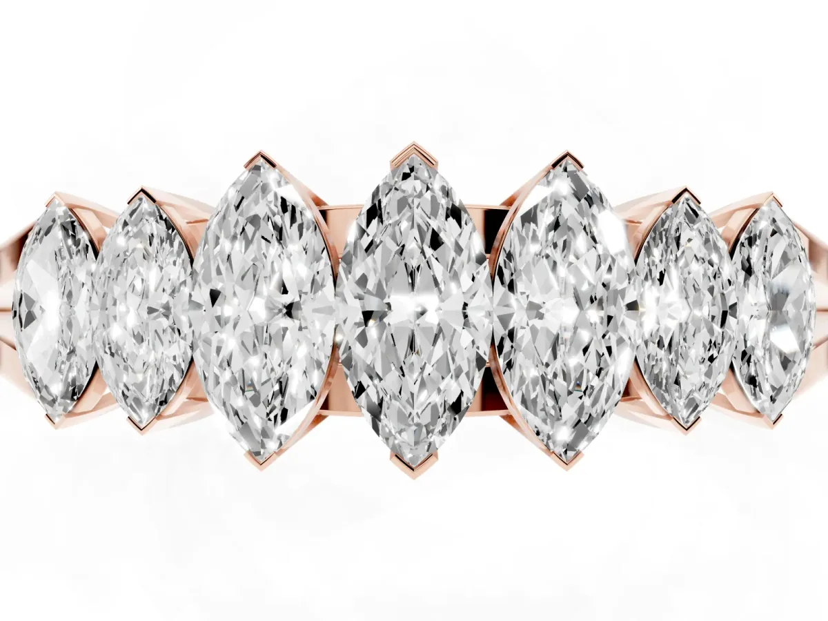 Marquise Diamond Prong-Set Half-Eternity Band Rose gold