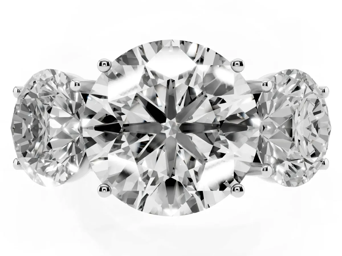 Three-Stone Round Cut Diamond Braided Band Ring with Four-Prong Setting Platinum