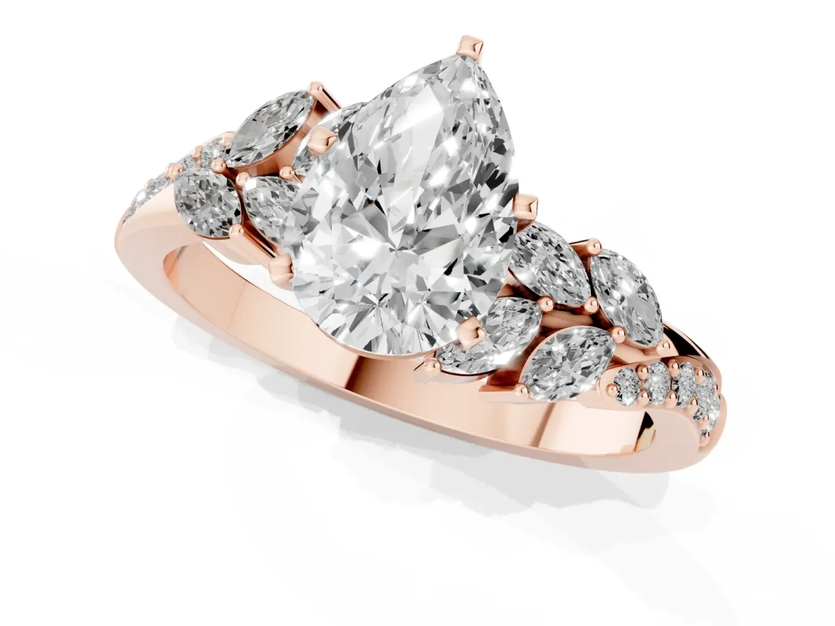 Pear Cut Solitaire Marquise Twist Band with Six-Prong Setting Rose gold