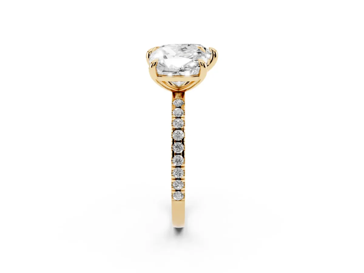 Cushion and Heart Toi Moi Ring with Prong Setting and Pave Band Yellow gold