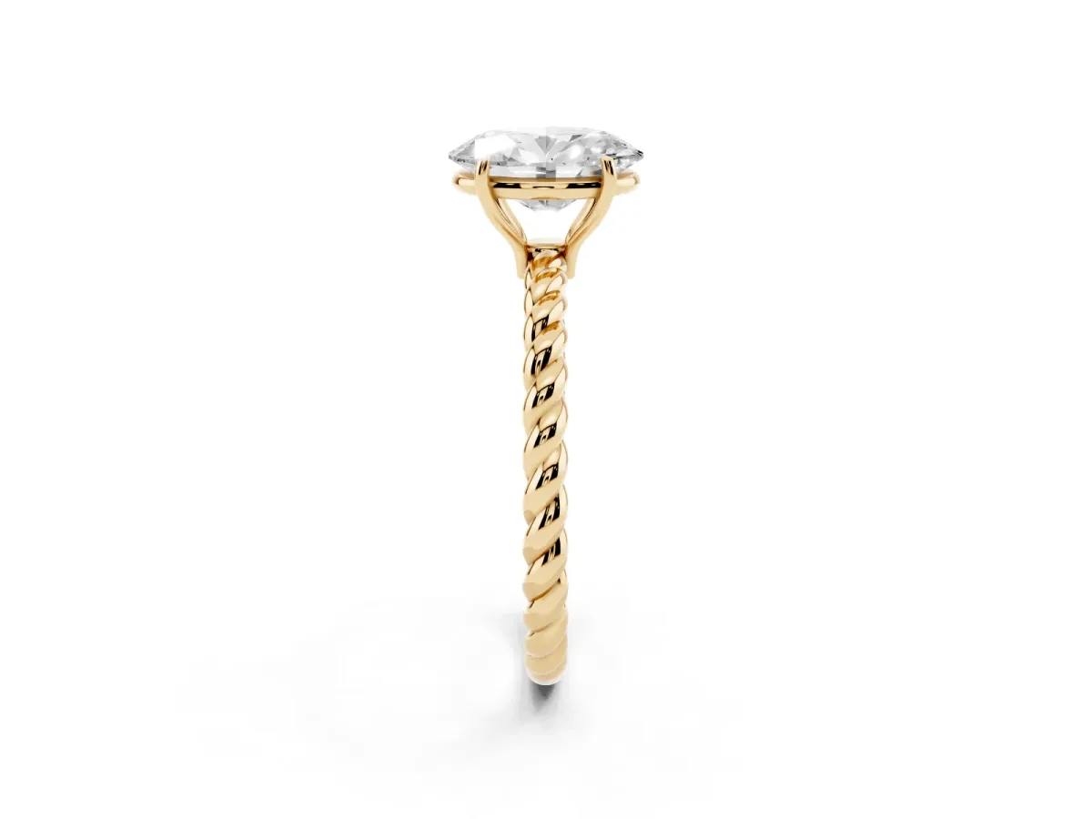 Oval Cut Solitaire Twisted Band 4-Prong Ring Yellow gold