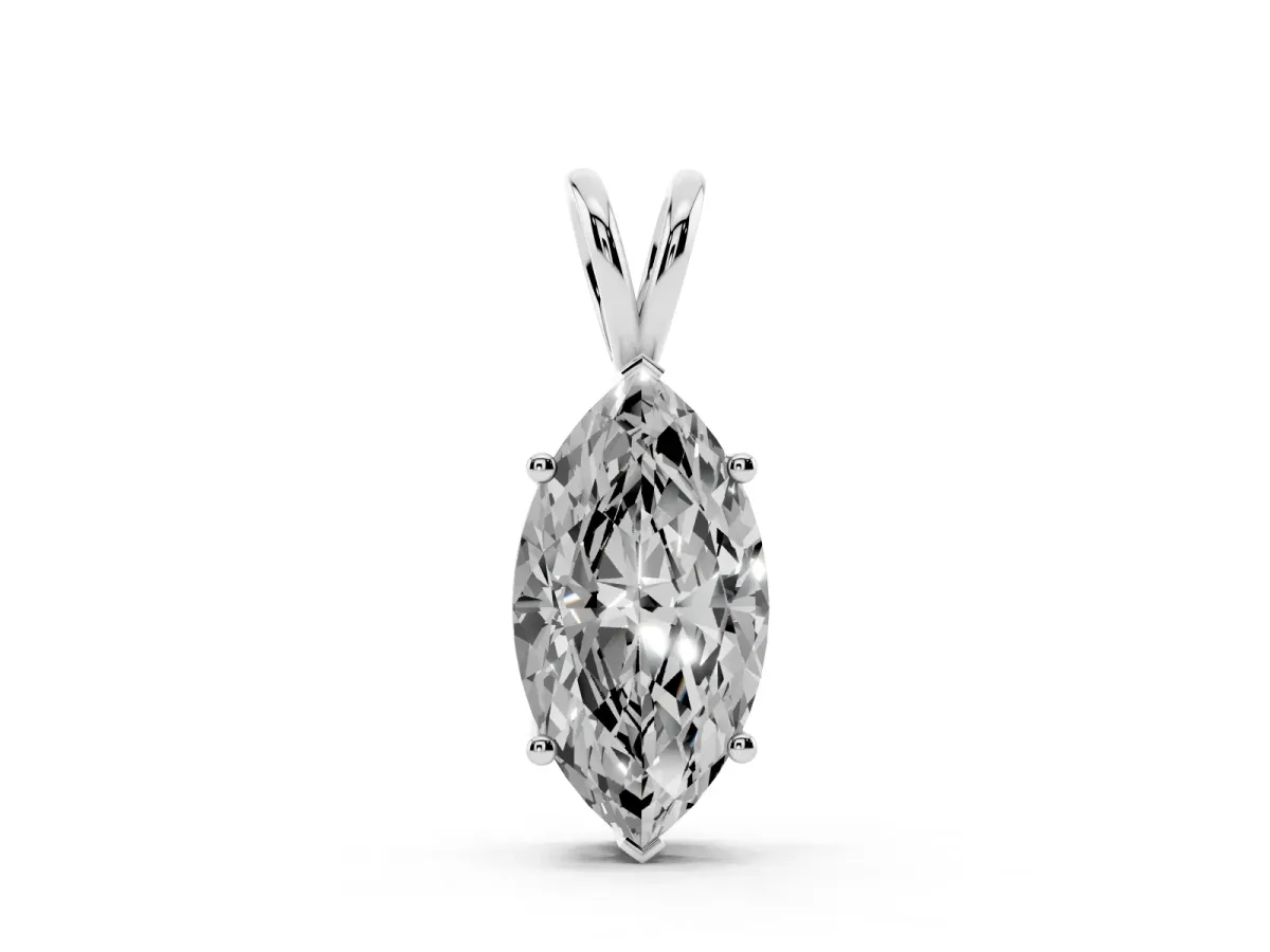 Marquise Diamond Solitaire Pendant with Prong Setting White gold