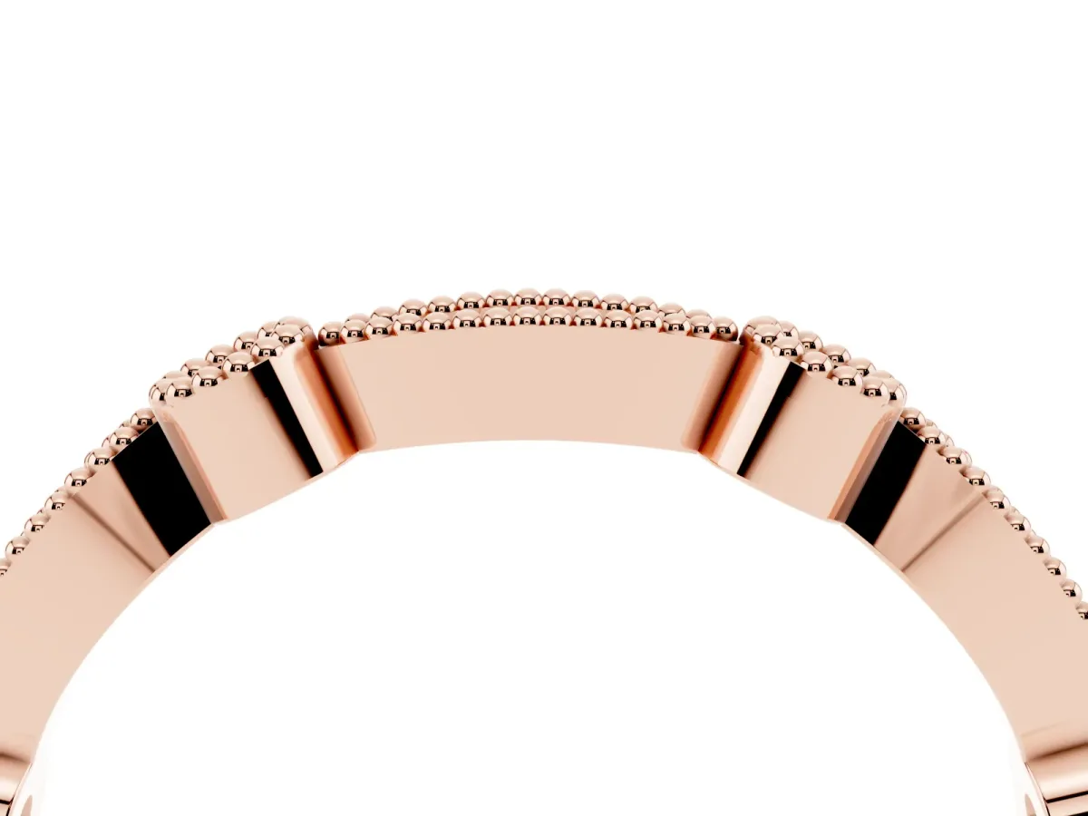 Milgrain Bezel and Marquise Diamond Band Rose gold