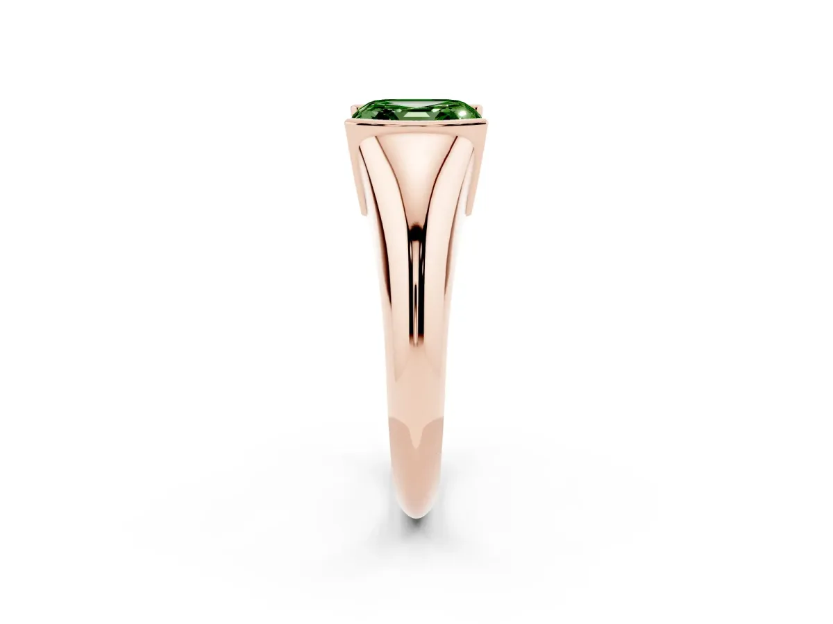 Fancy Green Asscher Cut Solitaire Tension Set Diamond Ring Rose gold