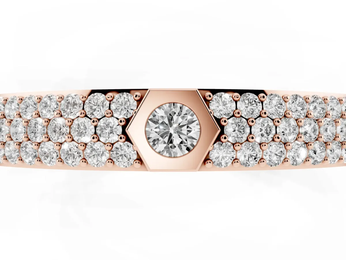 Round Diamond Pavé Promise Ring with Round Diamond Accents Rose gold